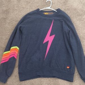 Aviator Nation chevron bolt-Heather Grey/Neon Sweatshirt
